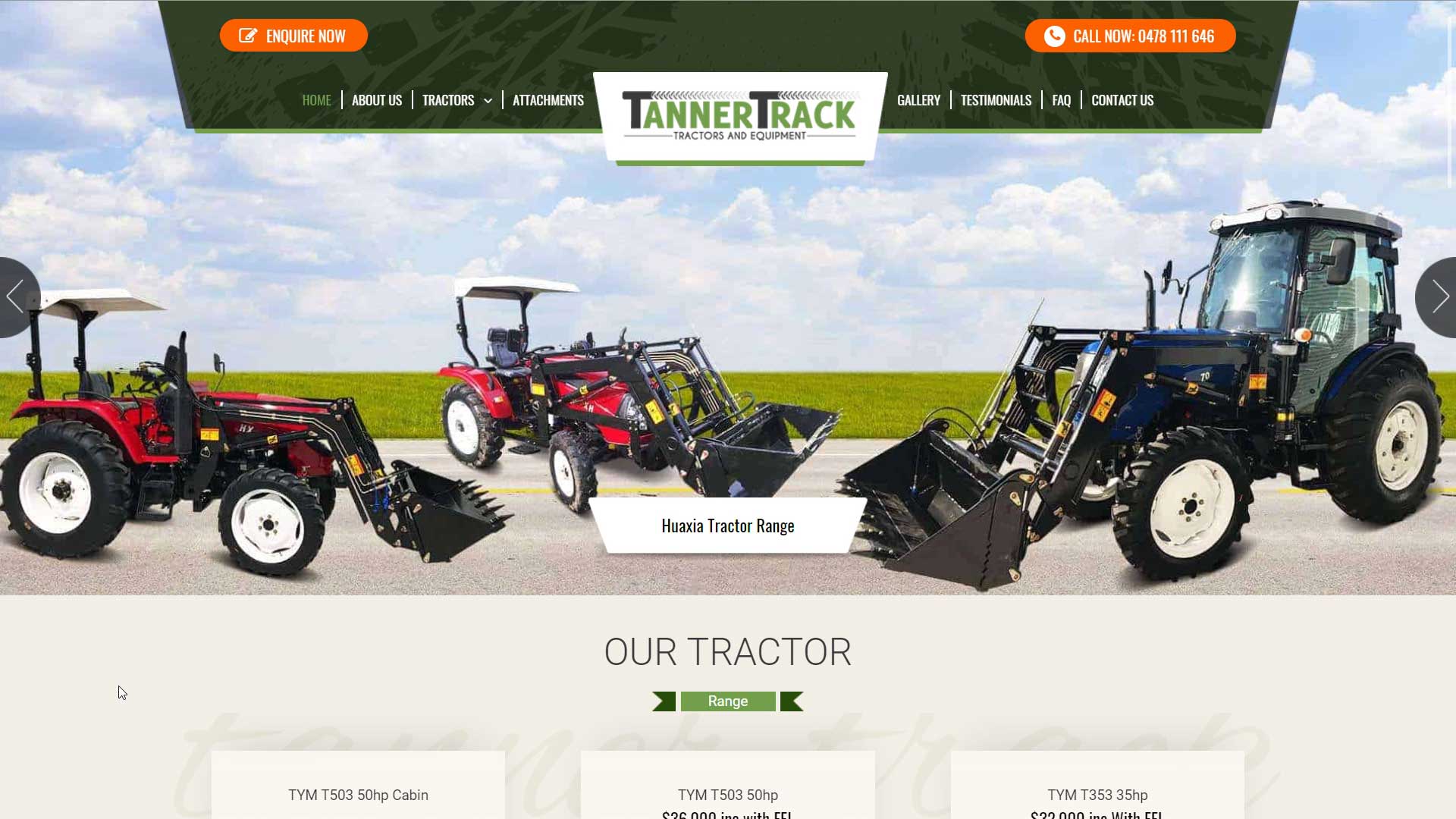 Tanner Track website before
