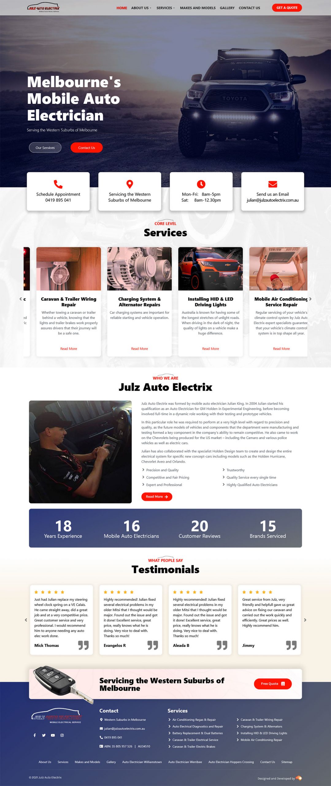 Julz Auto Electrix homepage