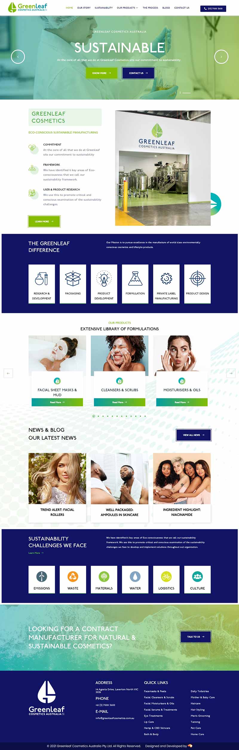 Greenleaf Cosmetics homepage