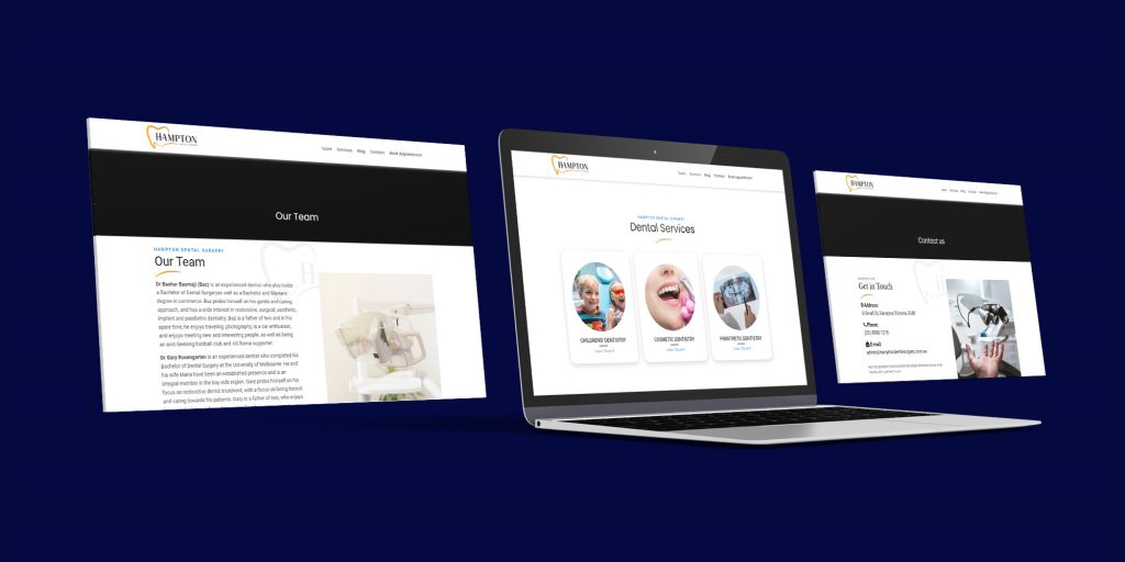 Hampton Dental pages in different devices