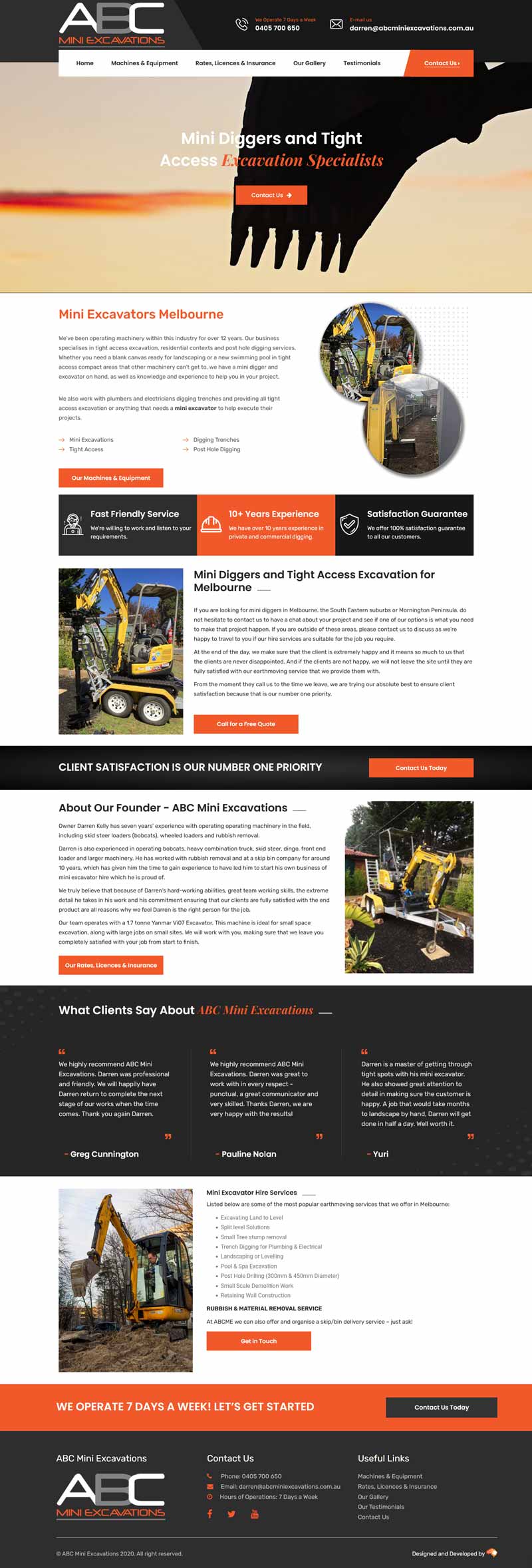 ABC Mini Excavation homepage