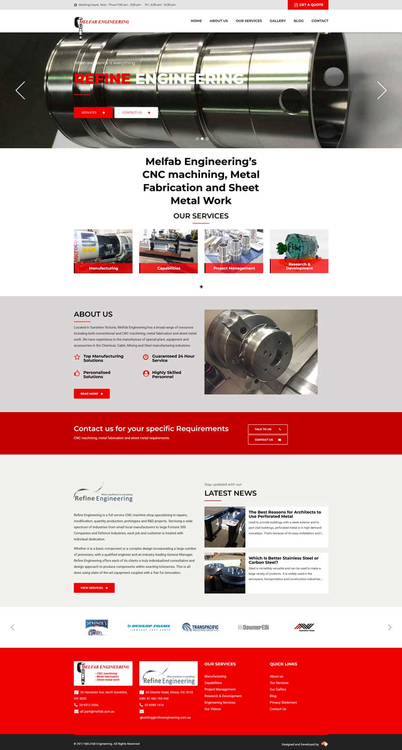 Melfab Engineering homepage