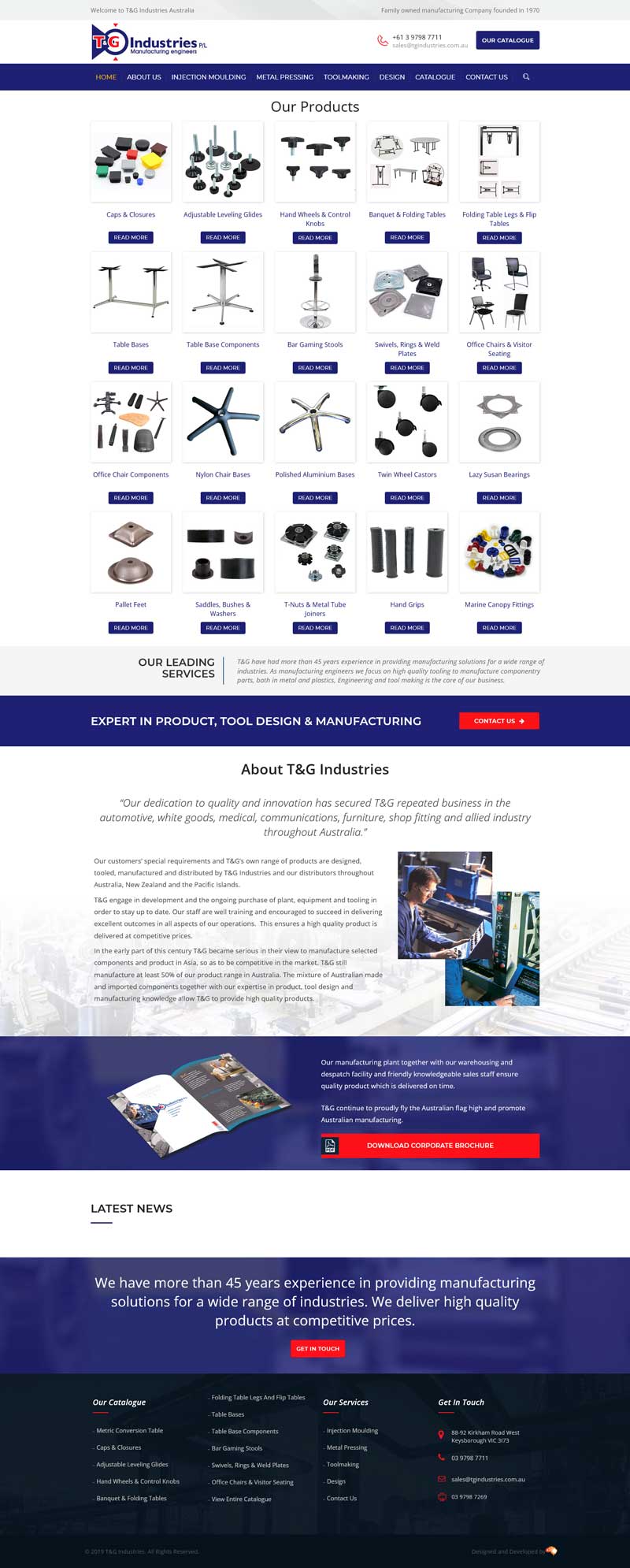 T & G Industries homepage