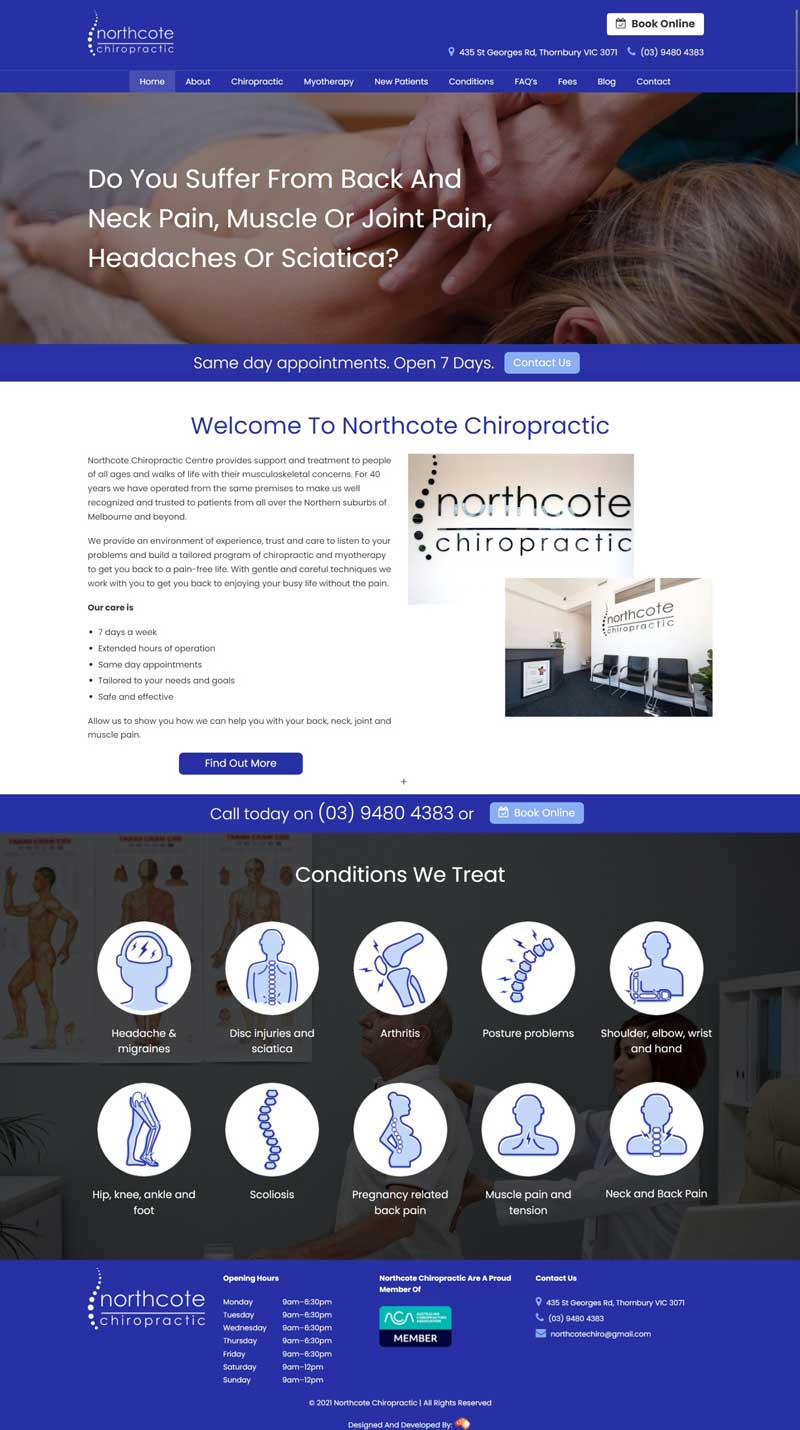 Northcote Chiropractic homepage
